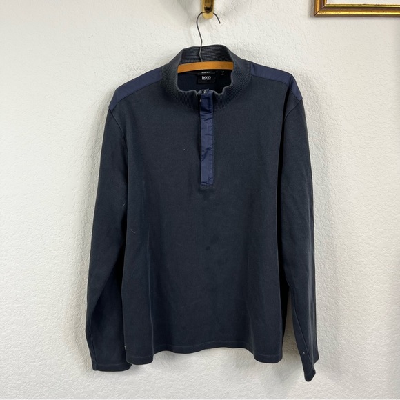 BOSS Hugo Boss Knit 1/4 Snap Contrast Pop Over Sweater - Picture 2 of 7